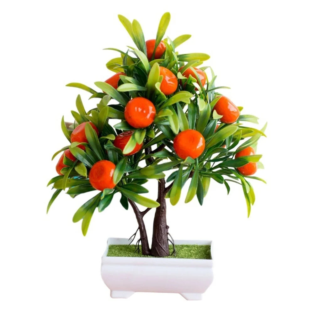 Orange Blossom Bonsai Artificial Potted Plant Silk Flower Greenery Decoration For Home Office Tabletop Garden Decor Oasis Select