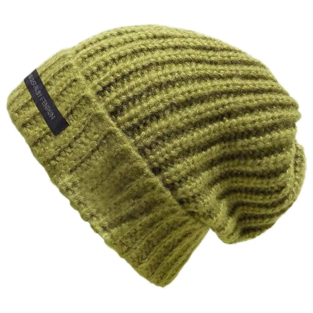 2025 Fashionable Men's Autumn And Winter Knitted Hats Large Size Warm Cold Beanie Hat Loose Big Head Ware Knitting Hat For Men Oasis Select Green One size