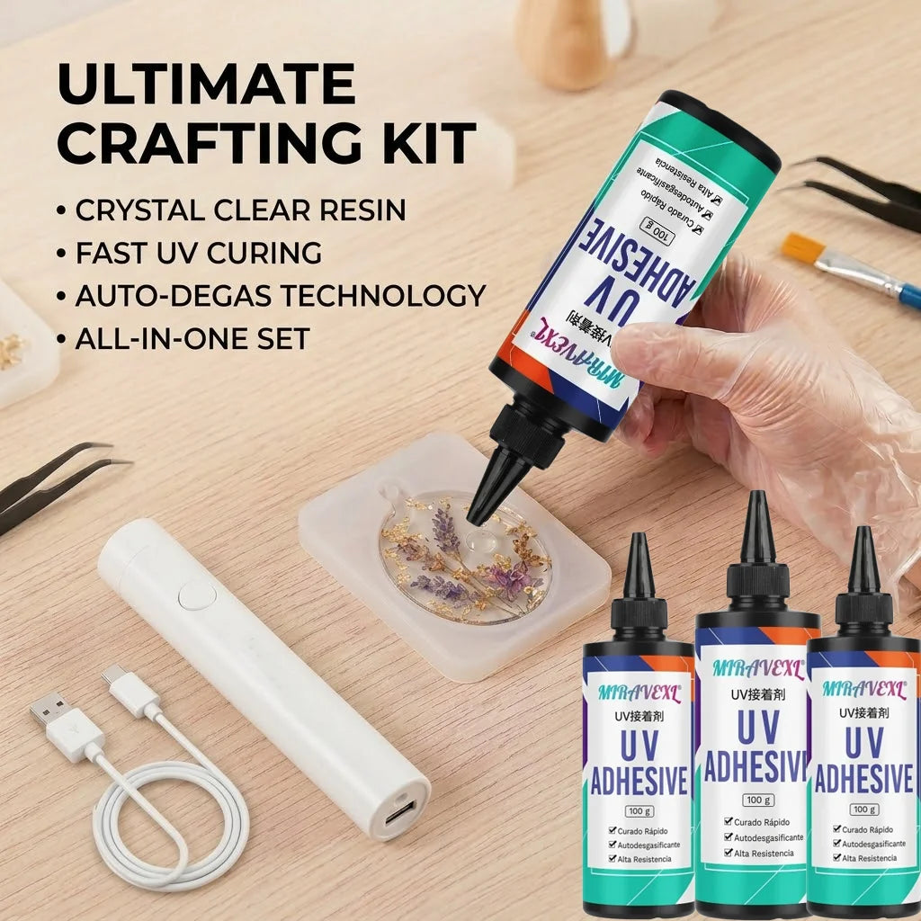 Clear UV Resin Kit With Upgraded Flashlight Fast Curing Hard Epoxy Glue For Jewelry Making Glass Plastic Craft & DIY Repair Tool Oasis Select