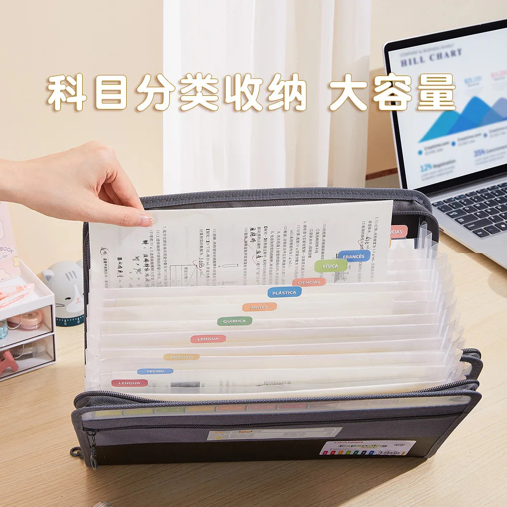 13 Pocket Accordion File Organizer with Zipper & Pencil Pouch