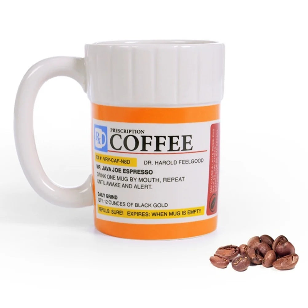 Creative Ceramic Coffee cup Medicine Bottle Mug Breakfast Milk Pot Office Tea Set espresso cups Gift for Friends Families Oasis Select