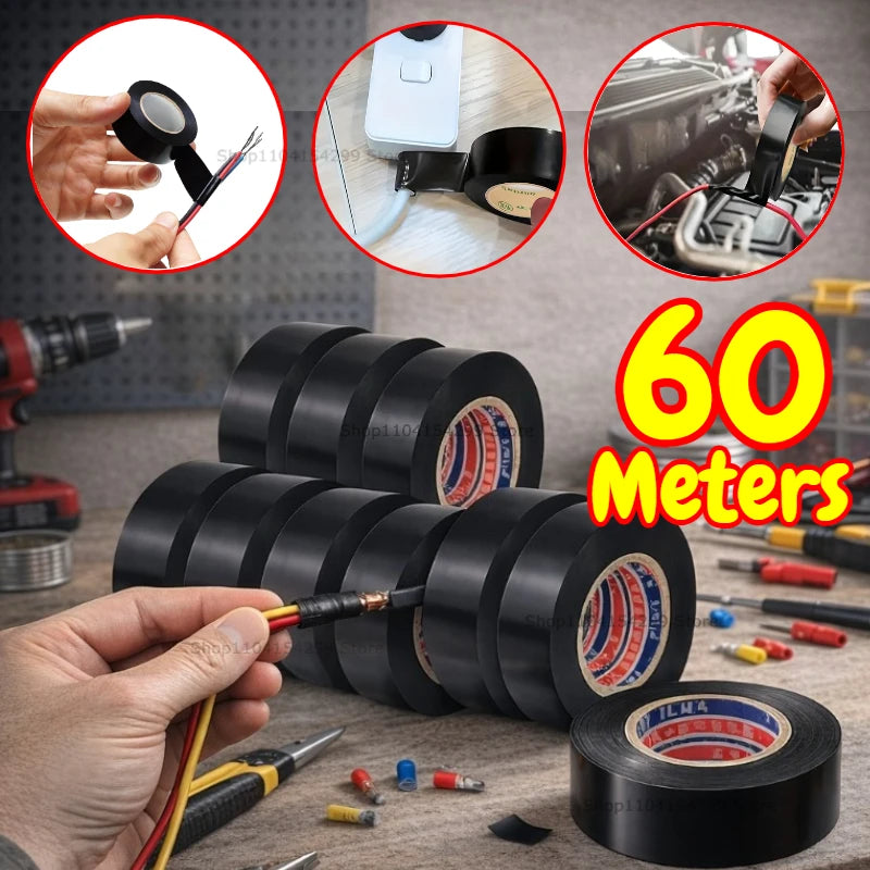 Black Electrical Wire Tape Electric Insulation Tape Heat Shrink High-Temp Insulating Adhesive for Industrial Home Mechanics Use Oasis Select
