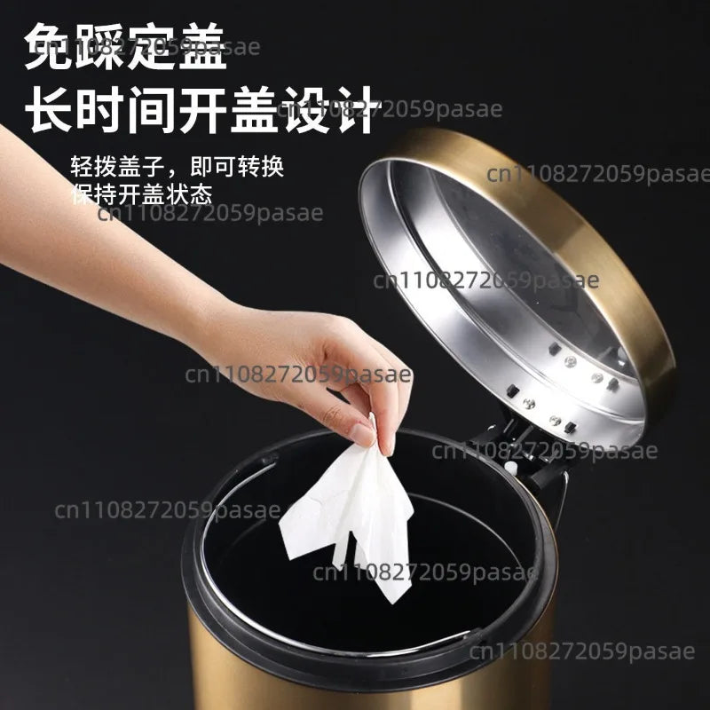 5L Stainless Steel Trash Can Gold Foot Pedal – Silent Lid