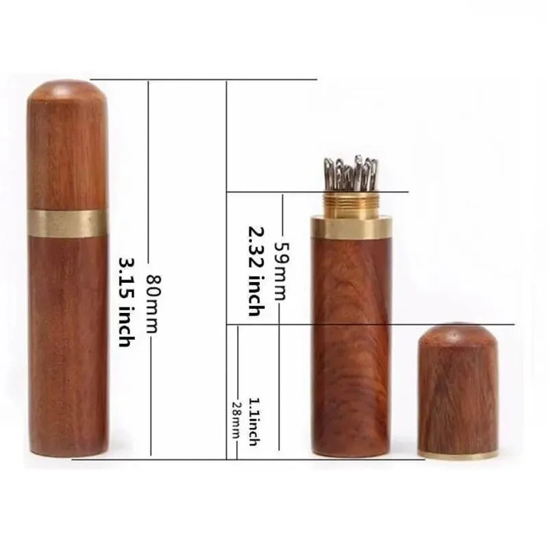 12/Pcs/Set Blind Needle Stainless Steel Sewing Sewing Tools Pins Cylinder Embroidery Knitting Needles Container Storage Boxes Oasis Select Box Brown Needles