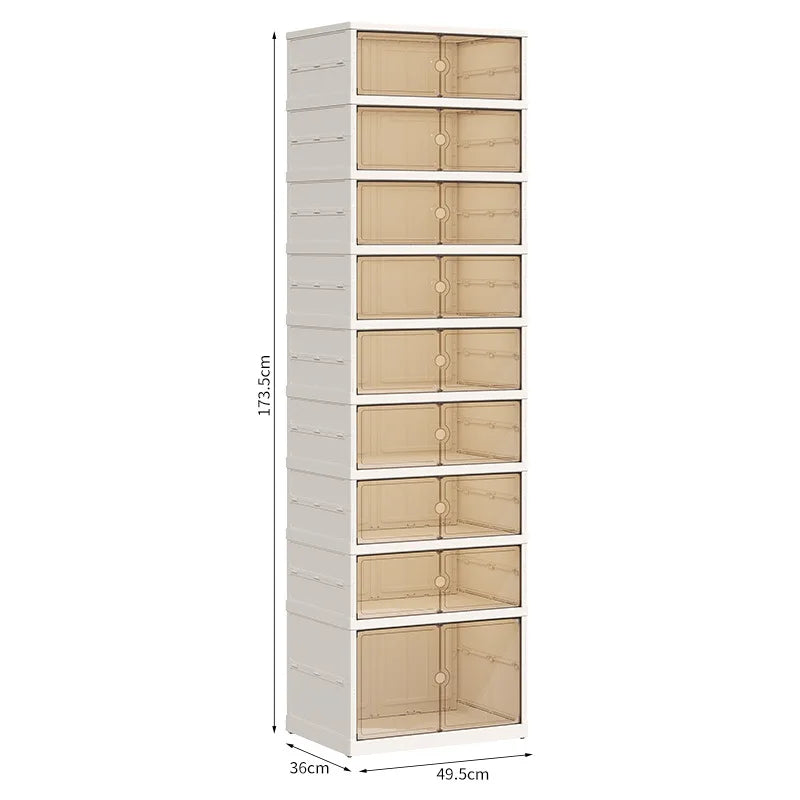 Home dust-proof shoe cabinet, no installation required, foldable transparent folding shoe box, large capacity shoe storage box Oasis Select Double row-9 layers