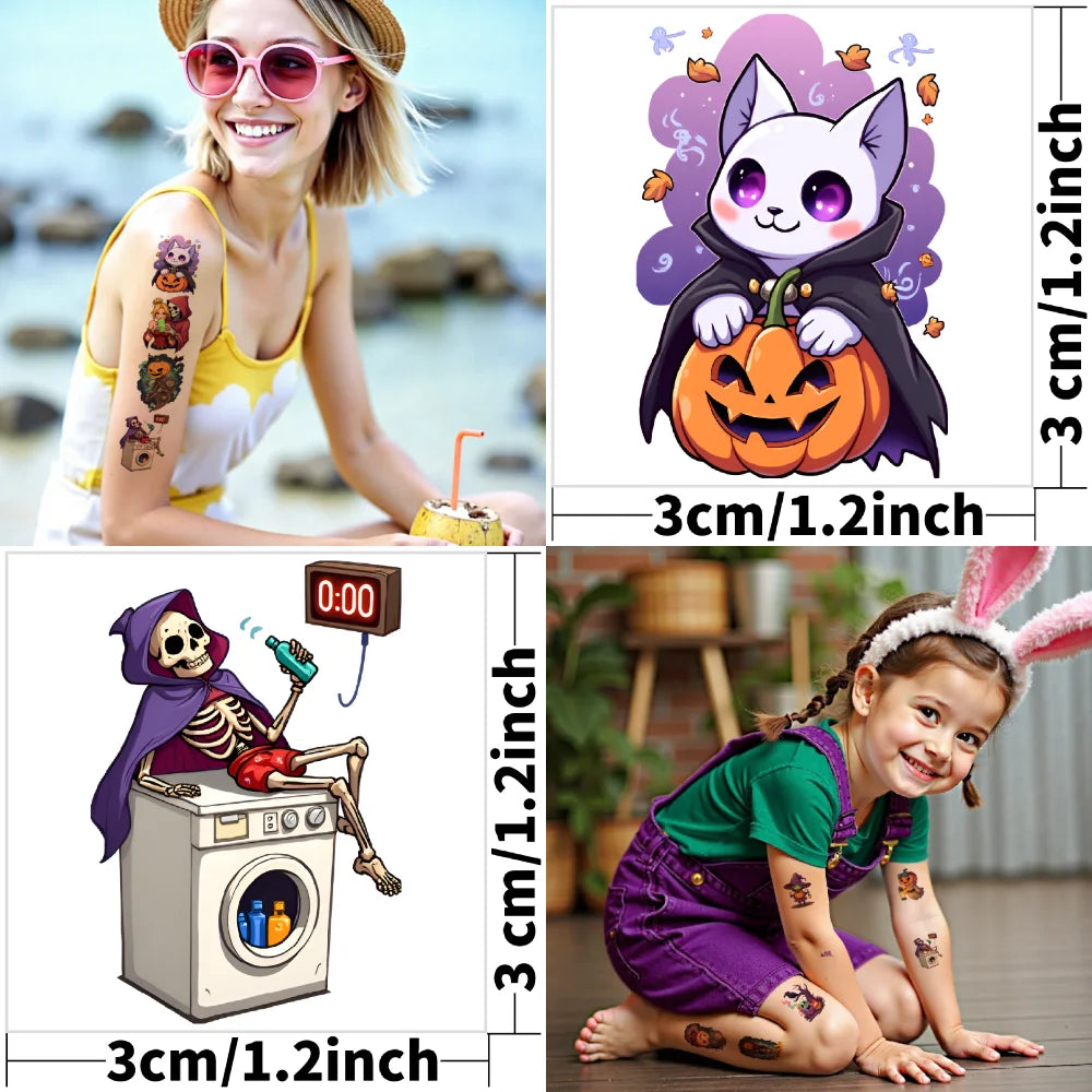 54pcs Halloween Pumpkin Temporary Tattoos – Waterproof Stickers