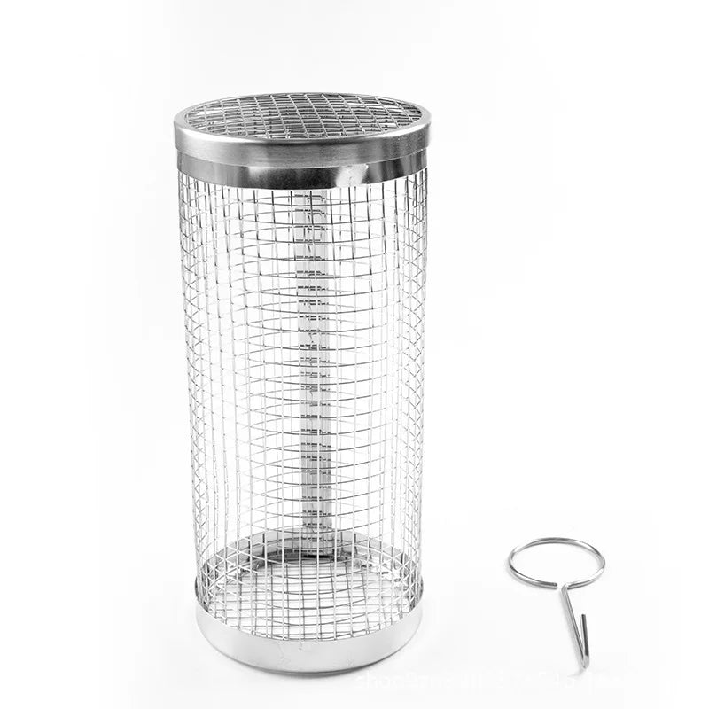 Round Barbecue Cage, Outdoor BBQ Smoking Cage, Portable Barbecue Stove, Rotating and Rolling Stainless Steel Cage Oasis Select 304 S single pack