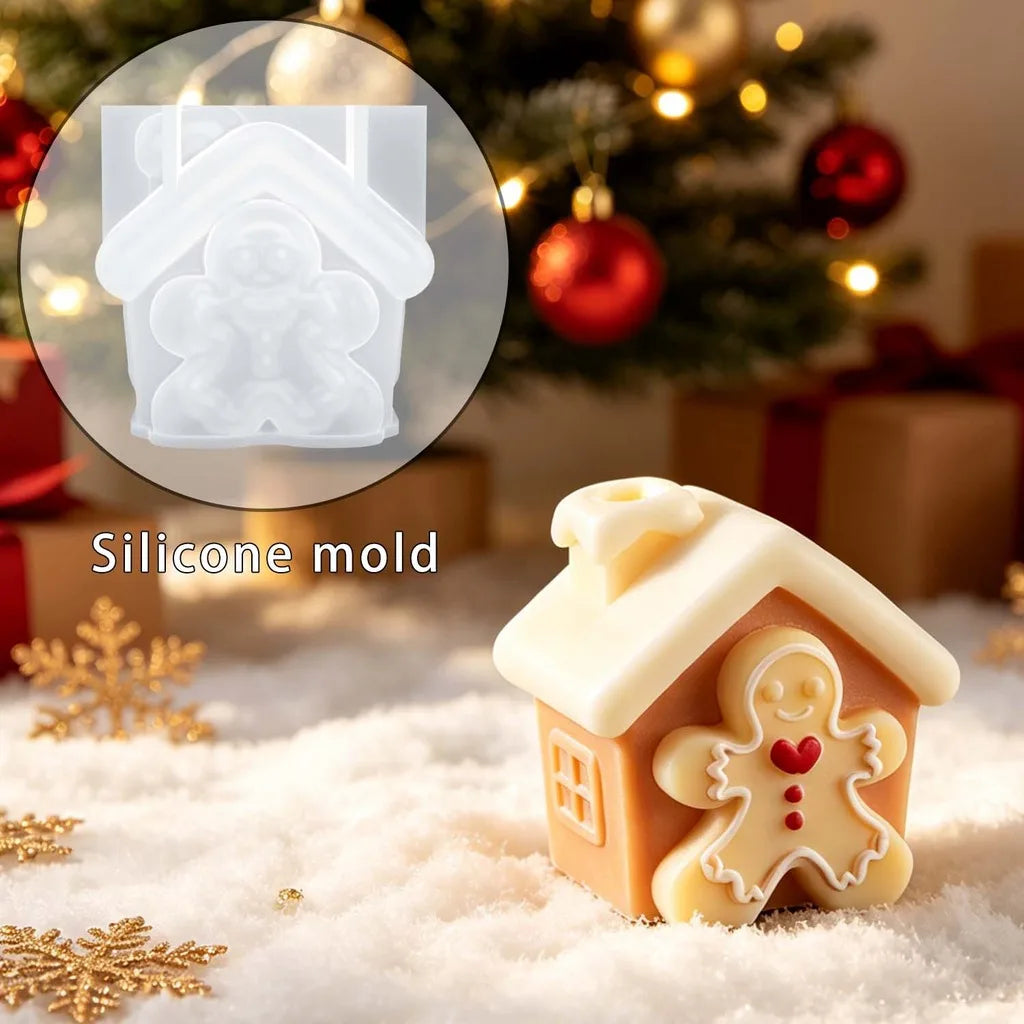 3d Gingerbread House Mold Gingerbread Shaped Silicone Candle Mold Christmas Decoration Mold Flexible For Holiday Decoration Home Oasis Select