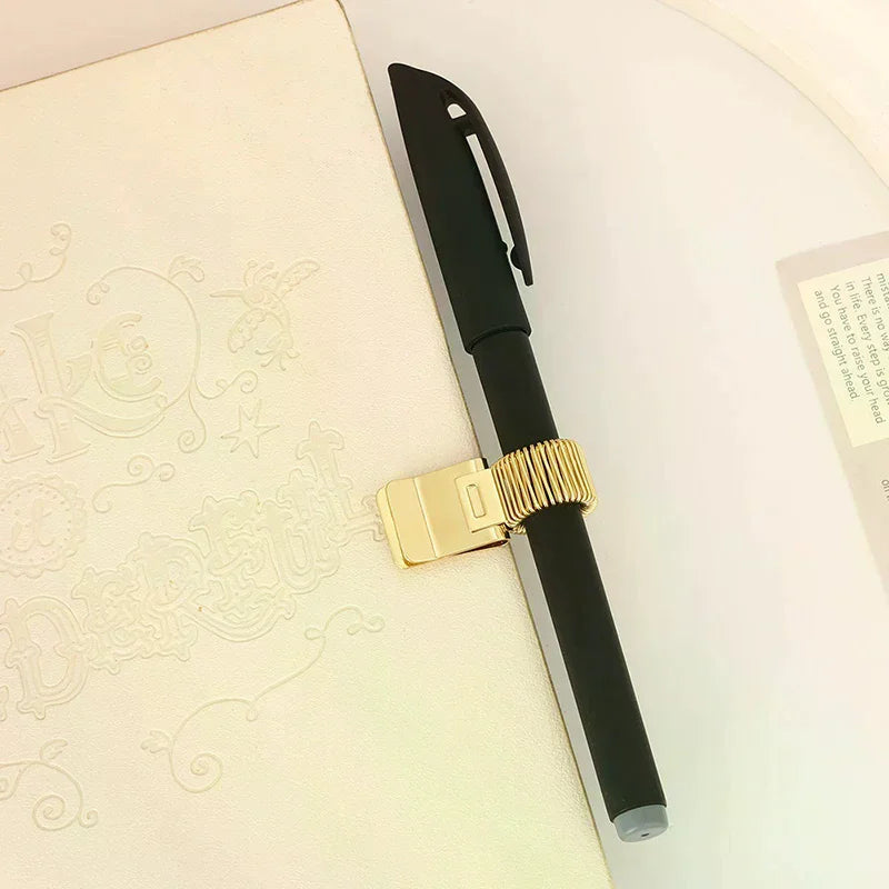 Metal Pen Clip With Spring Creative Gold Retro Spring Clip Student Pen Clip For Notebooks School Oasis Select
