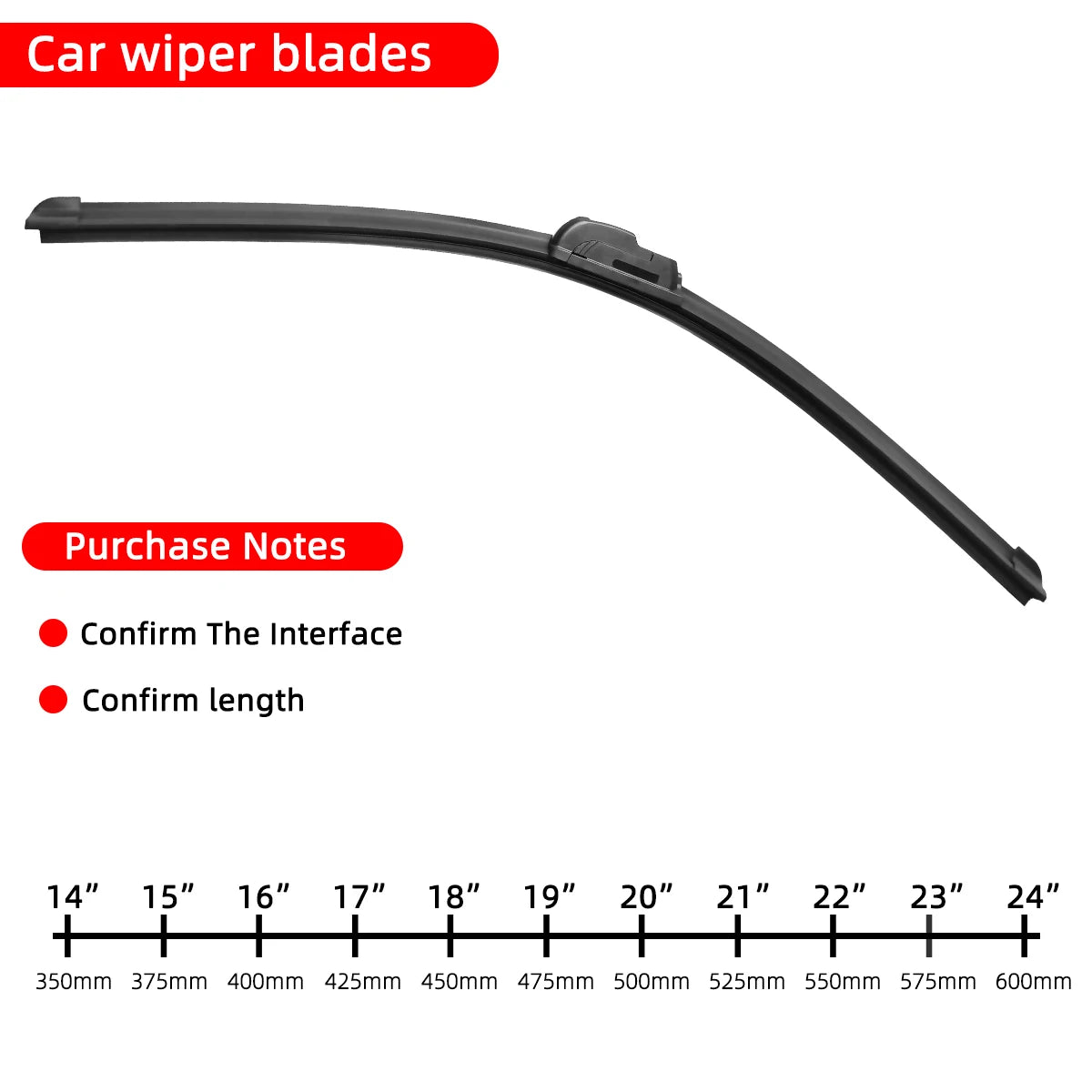 1PC Car Windshield Wiper Blades Hook Universal Soft Rubber Frameless Bracketless Car Wipers 14" 16" 18" 19" 20" 21" 22" 24" 26" Oasis Select