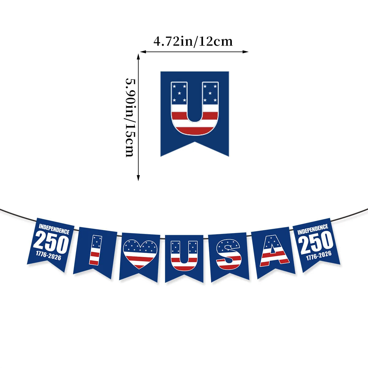 America 250th Anniversary Party Decoration 1776-2026 USA July 4th Flag Banner Pennant Wholesale Oasis Select Set A