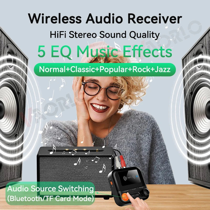 NFC Bluetooth Audio Receiver 5 EQ Modes Support TF Card Playback 3.5mm AUX R/L RCA Stereo HIFI Music Wireless Adapter With Mic Oasis Select