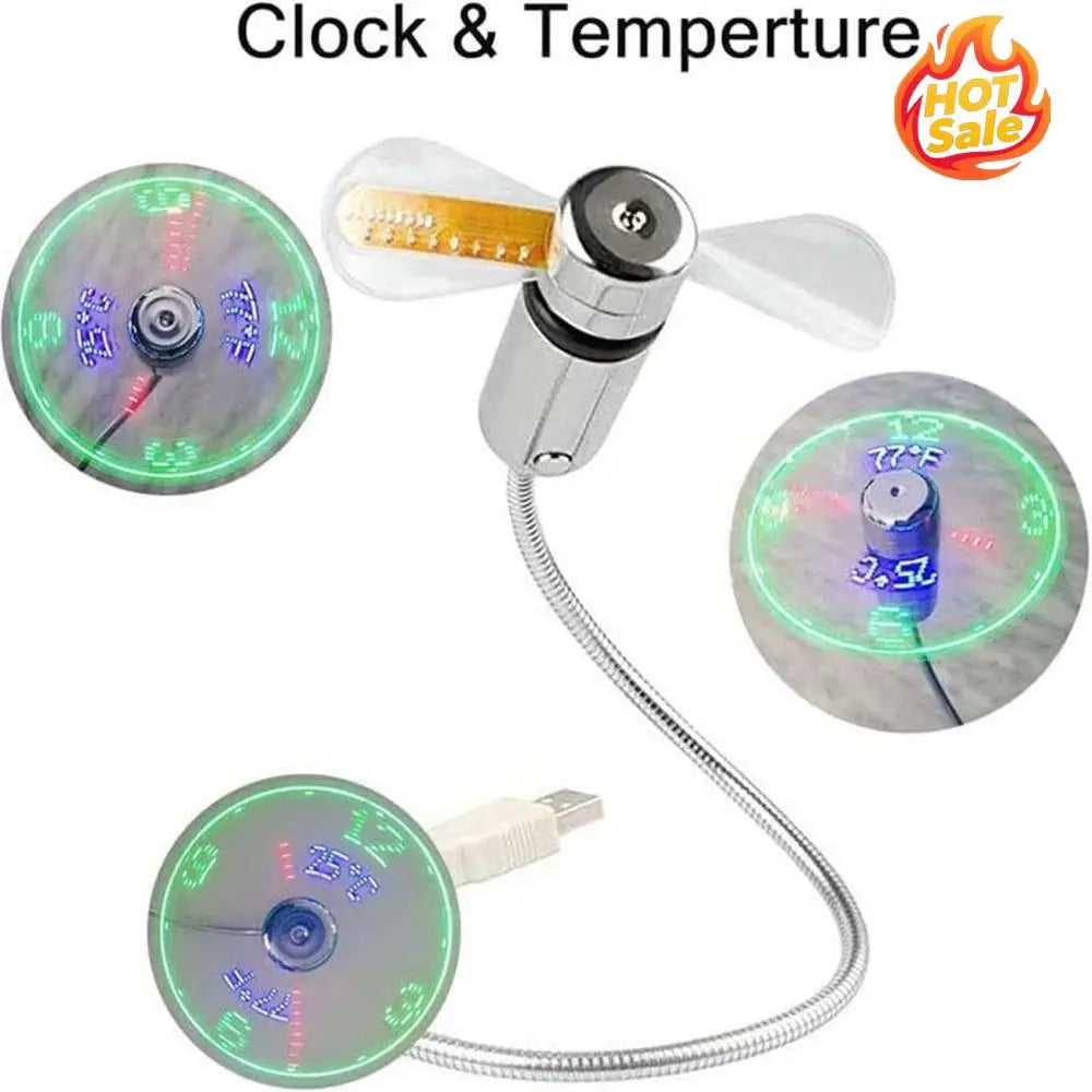 Portable Flexible Cooling Fans Temperature Display Function Creative Mini Fan Mini USB Cooling Fan for PC Laptop Desktop Oasis Select