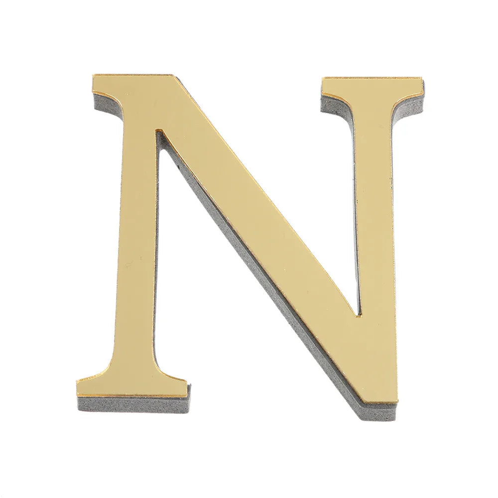 3D Mirror Acrylic Letter Wall Sticker | DIY Gold Alphabet Decal