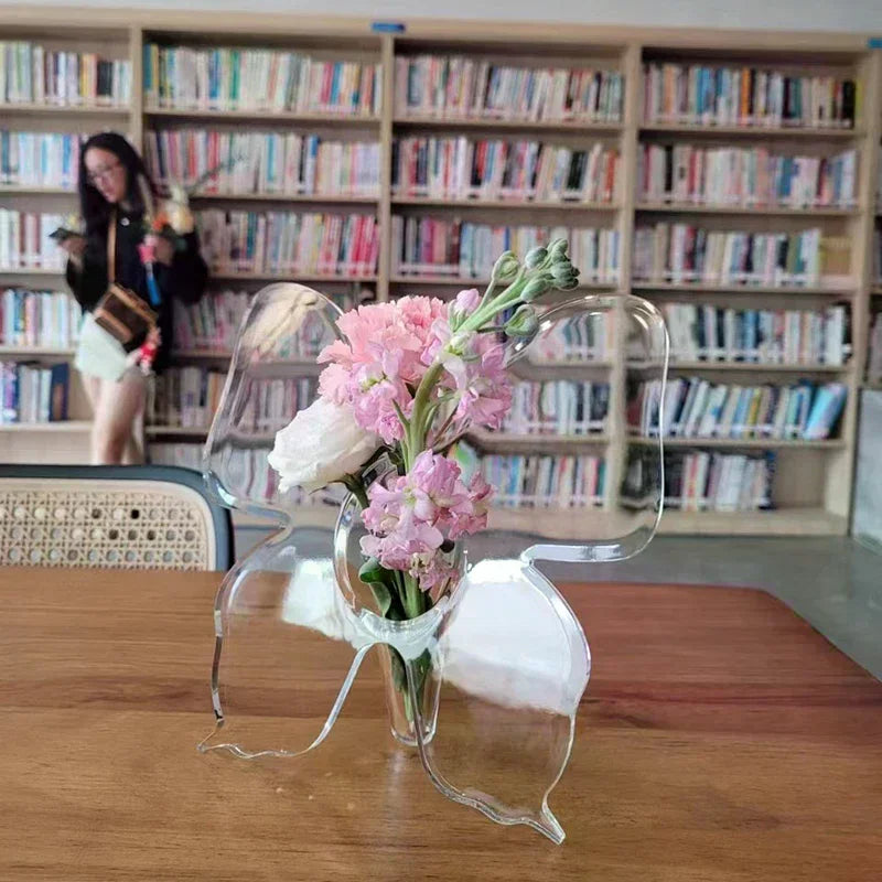 Transparent Butterfly Acrylic Flower Vase Three-dimensional Flower Arrangement Accessories Butterfly Vase Home Decoration Oasis Select