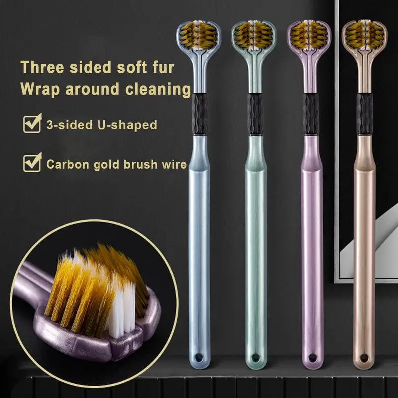 3-Sided Toothbrush Ergonomic Handle Soft Bristles Toothbrush Gentle Non-slip Sensory Manual Toothbrushes Cleaning Tooth Brushes Oasis Select