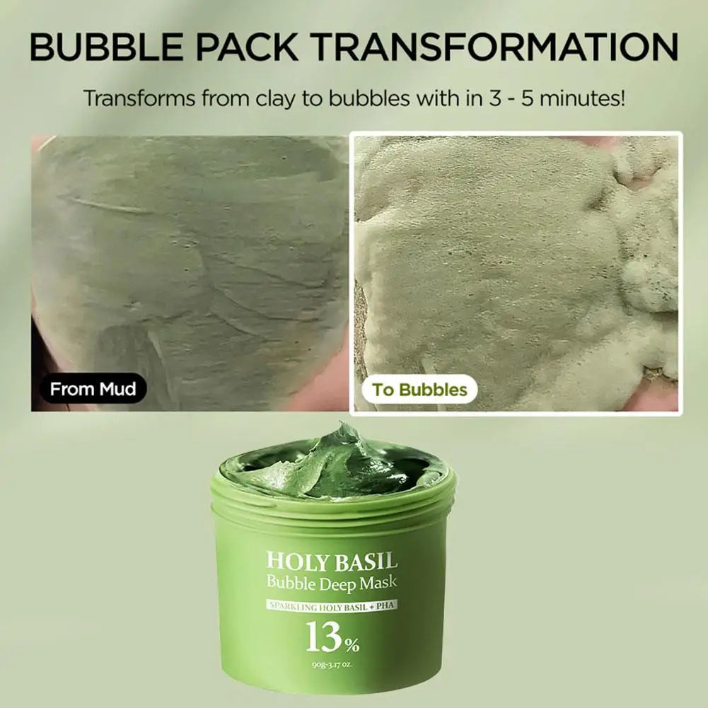 Holy Basil Carbonated Bubble Mask – Blackhead & Pore Cleanser Bubble Face Mask Oasis Select