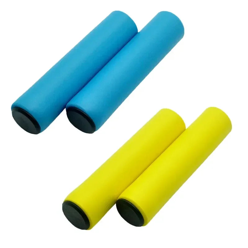3/2/1Pairs Bicycle Grip Silicone Sponge Soft MTB Mountain Bike Handlebar Cover Anti Slip Shock-Absorbing Scooter Grip Oasis Select yellow-blue