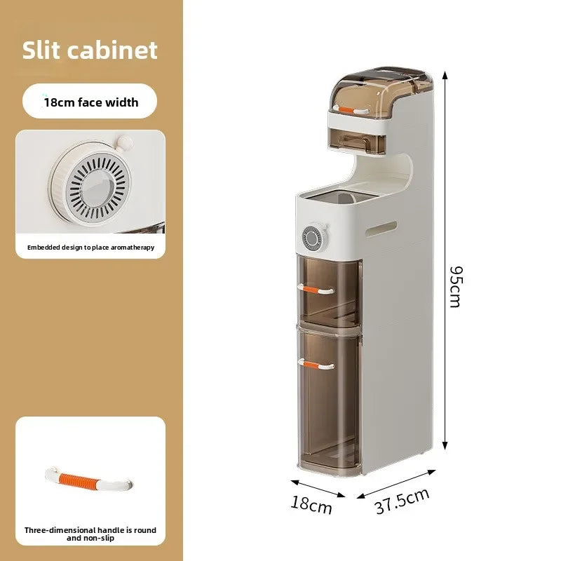 Multi-functional Drawer Type Crevice Cabinet, Kitchen Storage Rack, Bathroom, Narrow Slit With Light, Dust-proof Storage Cabinet Oasis Select 18cm-6-A