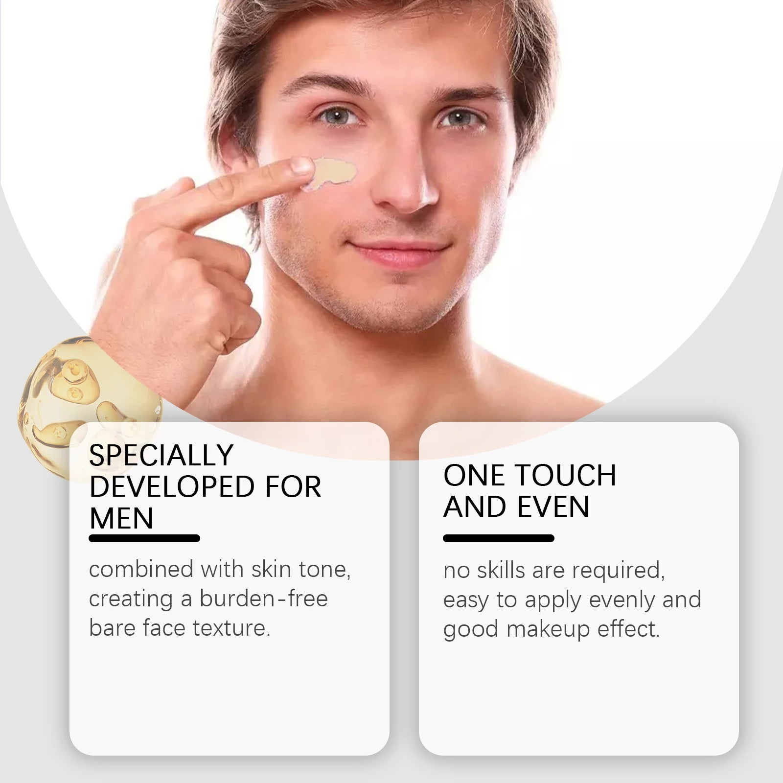 Men's BB Cream Natural Nude Tone Hydrating Cover Blemishes Sweatproof Long Lasting Oil-Free Matte Finish Nude Makeup Cream Oasis Select
