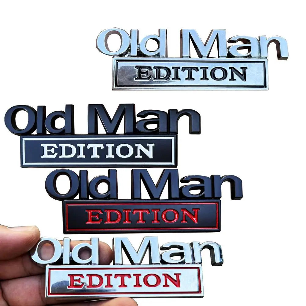 Old Man Edition 3D Chrome Metal Car Emblem Badge Sticker