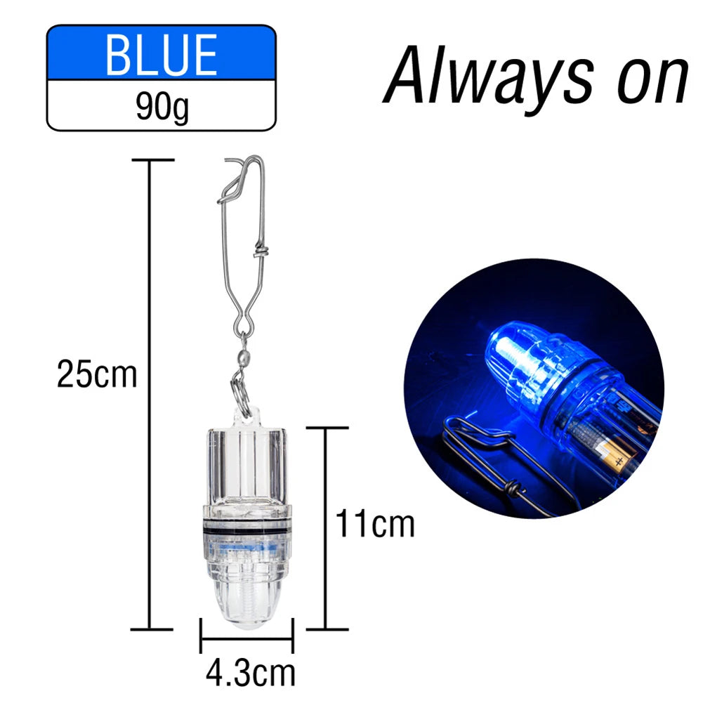Dual-Mode LED Fishing Light For Deep Sea Waterproof Underwater Luminous Fish Lure Lamp Steady/Flash Underwater Lure Light Oasis Select Always on-Blue