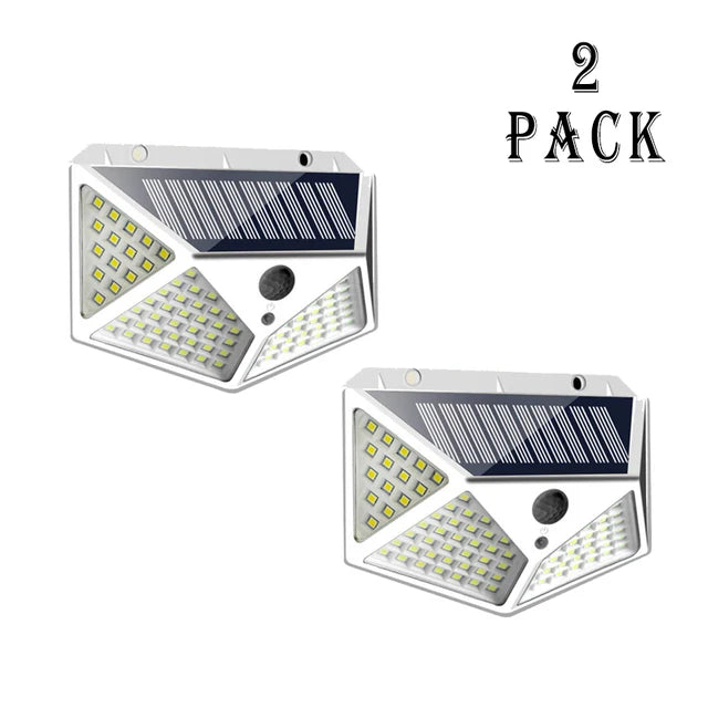 1/2/4Pcs 100 LED Solar Wall Lights Outdoor Solar Lamp PIR Motion Sensor Solar Powered Sunlight Street Light for Garden Light Oasis Select 2Pcs White