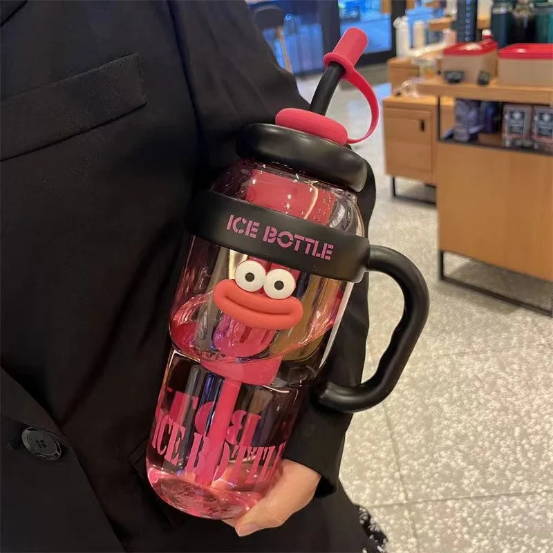 1100ML Large Mouth Water Bottle with Straw and Infuser Leak Proof Lid Portable Travel Beach Outdoor Adventure Sport Tumbler Cup Oasis Select Red