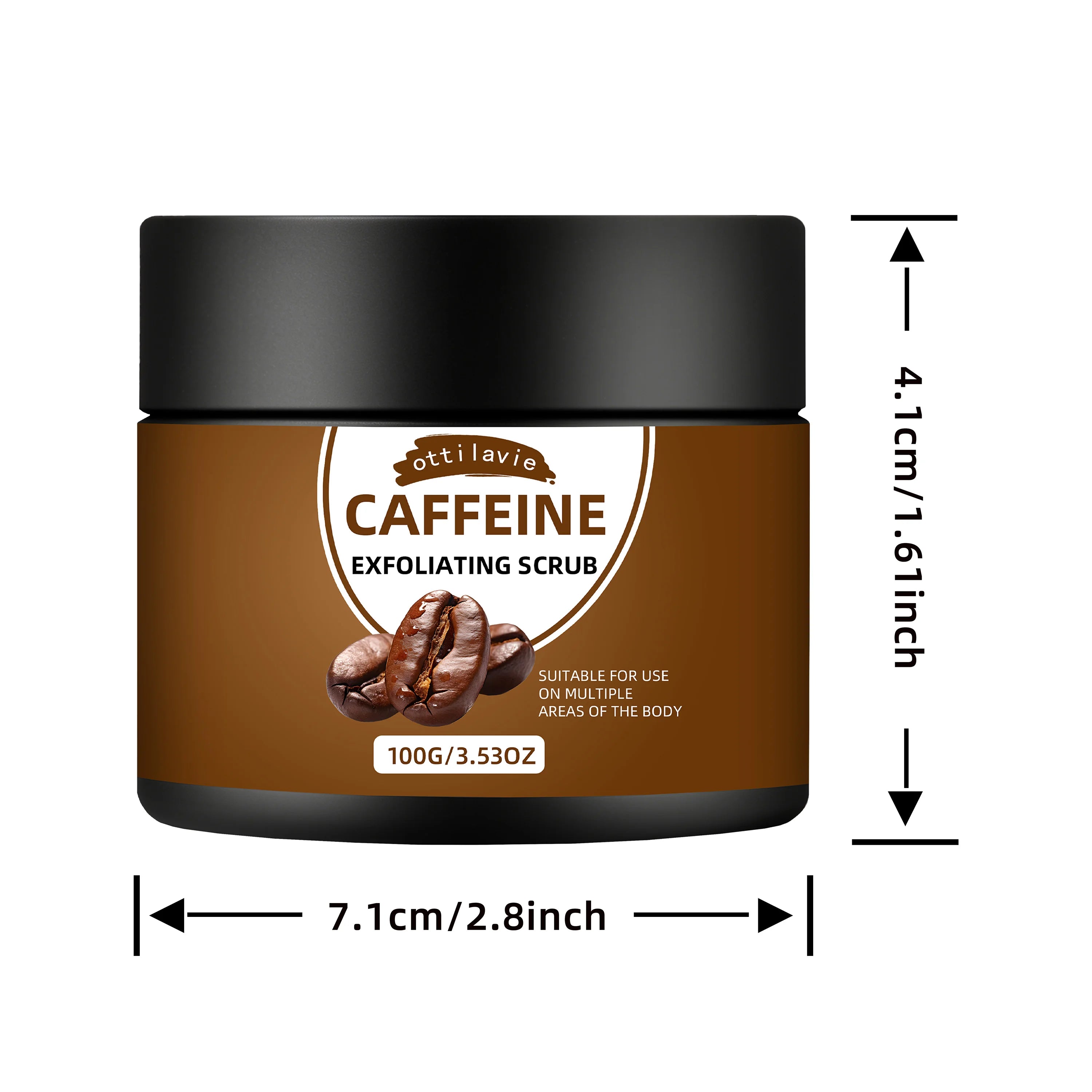 Ottilavie Caffeine Exfoliating Scrub, Gentle Exfoliating Deep Cleansing For Hands, Feet & Body, Daily Skincare Routine Oasis Select 100g