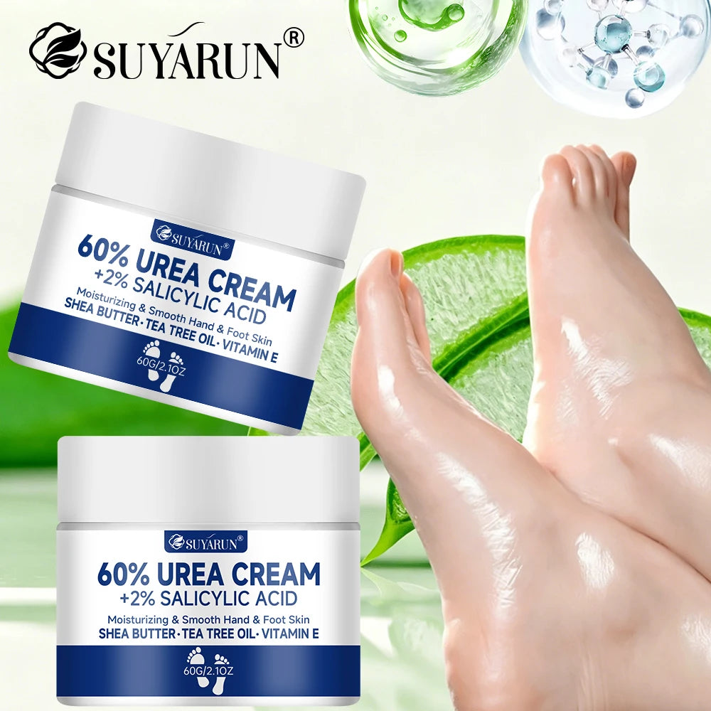 SUYARUN 60% Urea Foot Cream for Cracked Heels & Dry Skin - Intensive Moisturizing Treatment,, Diabetic Foot Care，Combo set. Oasis Select