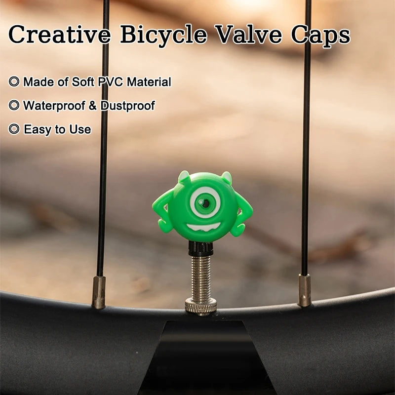 Tire Valve Cap Cartoon Universal Wheel Dust Cover Cute Air Stem Caps For MTB Mountain Bike Motorbike Accessories 1 Pcs Oasis Select