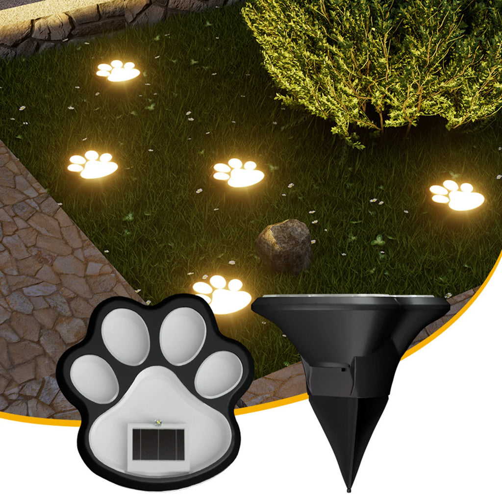 Solar Paw Print Garden Lights | Waterproof Pathway Decor 4 Pack
