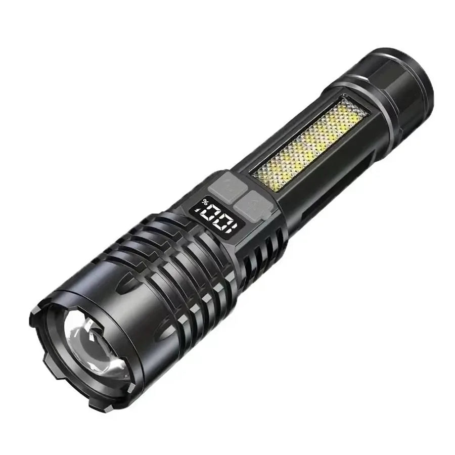 High Power LED Flashlights with Display Screen Portable Rechargeable Zoom Tactical Torch Lamp with Emergency Side Lights Lantern Oasis Select 1PCS ZOOM