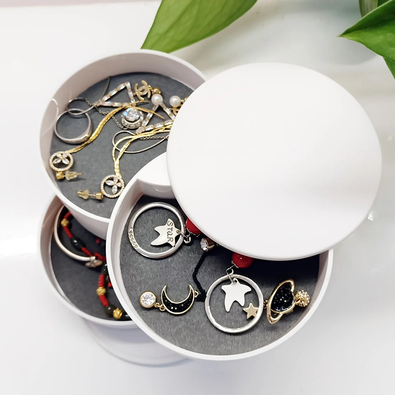 Rotating Multi-layer Desktop Storage Box Hair Accessories Jewelry Makeup BoxNWith Lid Dustproof Jewelry Box Jewelry Storage Box Oasis Select