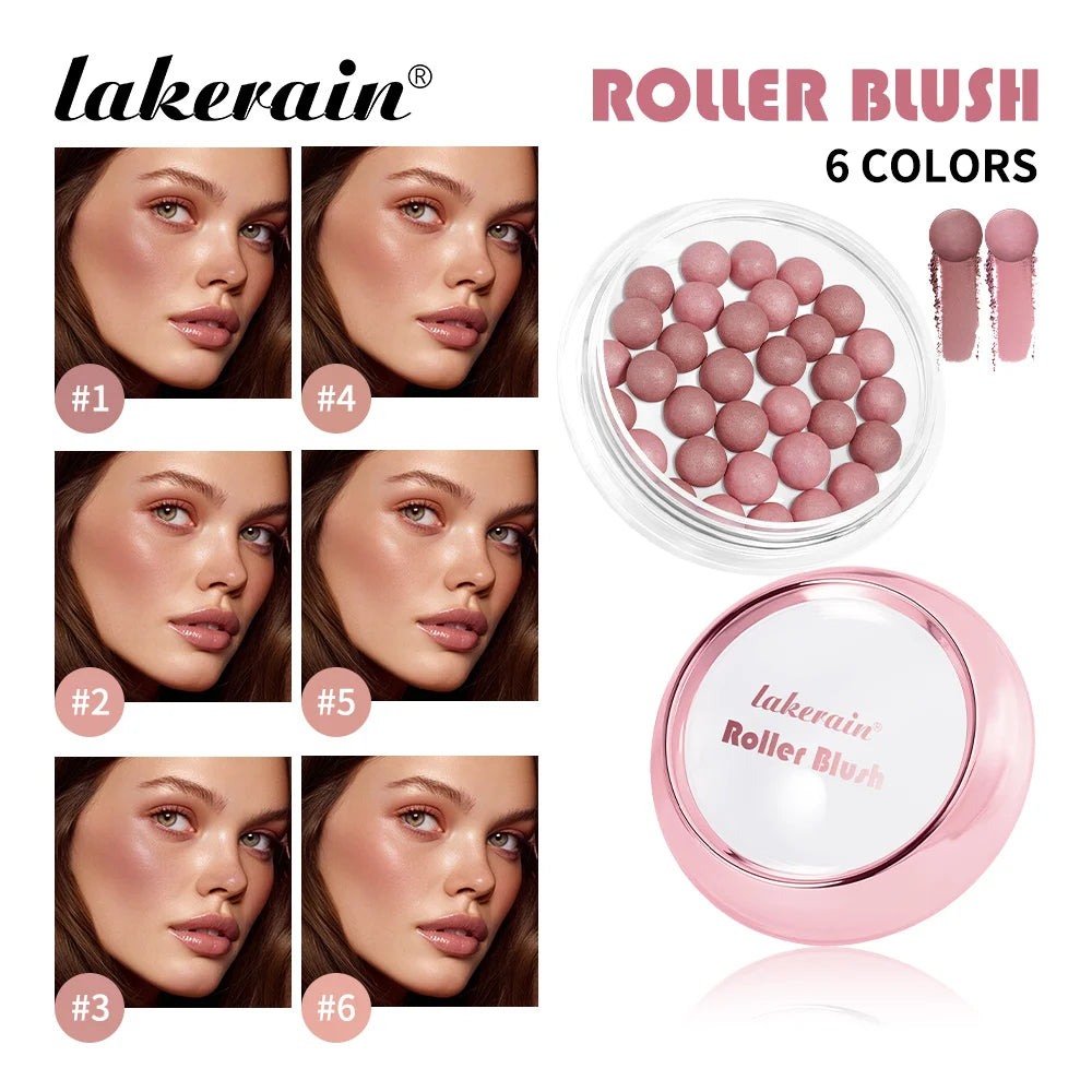Lakerain Roller Blush Long-lasting Holding Natural Makeup Spherical Appearance Design Powdery Texture Pearlescent Effect Blush Oasis Select