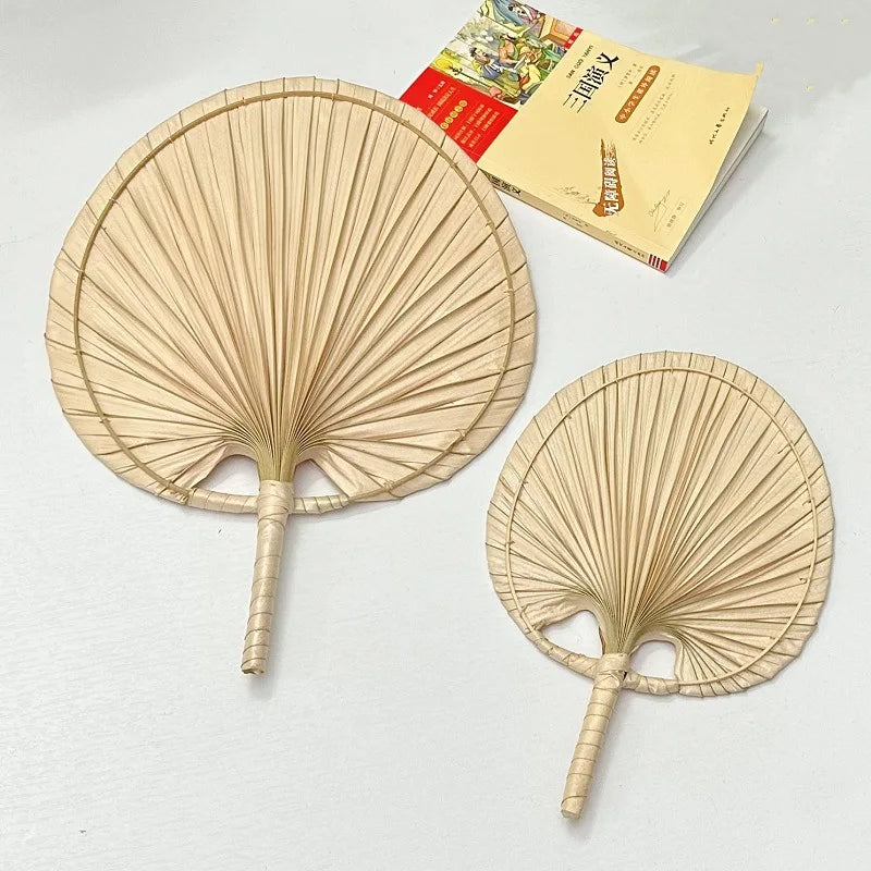 1pc Chinese Style Pure Hand Woven Craft Fan Summer Mosquito Repellent Fan Natural Palm Leaf Hand Shake Fan Home Decoration Oasis Select