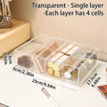 1pc one layer four grid transparent/white acrylic cosmetics storage box, stackable drawer style dressing table display box Oasis Select transparent