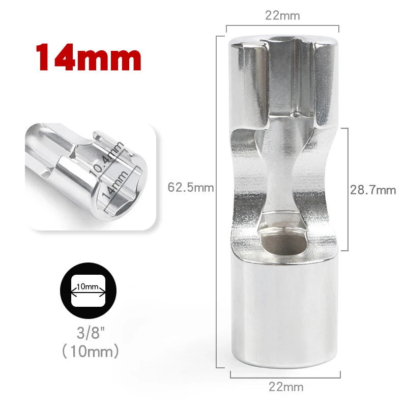 Diesel Injector Pipe Remove Wrench, 10mm-19mm, Fuel Line Socket Adapter Tool Oasis Select 14mm