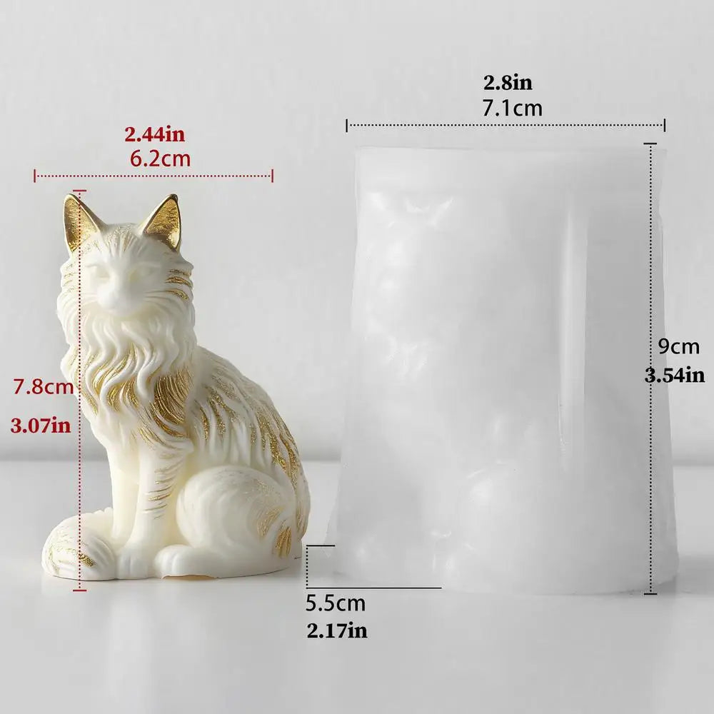 Maine Coon shaped Silicone Mold 3D Cat Design For DIY Candles Soaps Chocolates Resin Etc., Perfect As A Gift Or Home Decoration Oasis Select C