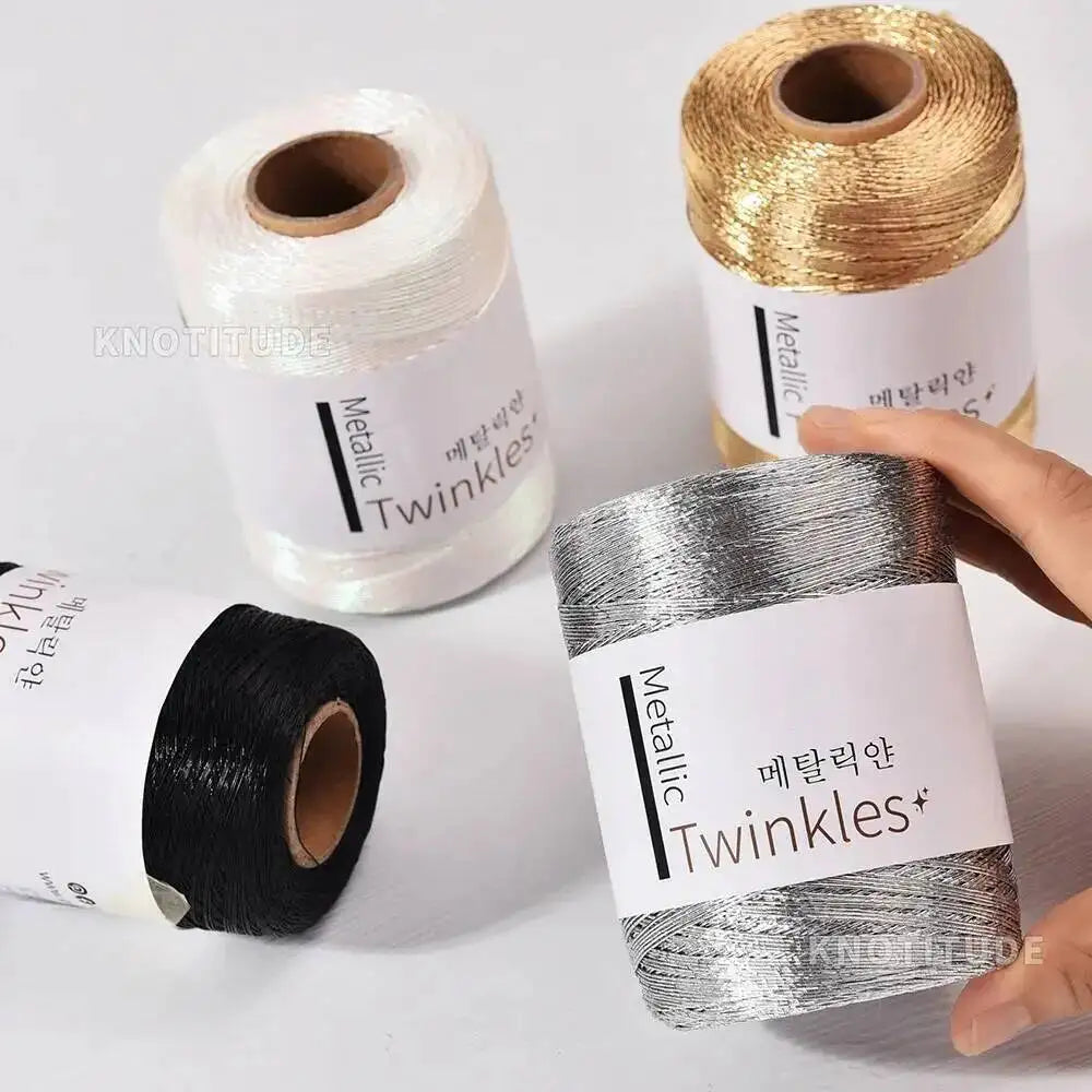 200g Metallic Yarn Glitter Gold Sliver Cord Thread DIY Sewing Accessories Handmade Knitting Crochet Handbag Purse Yarn Oasis Select