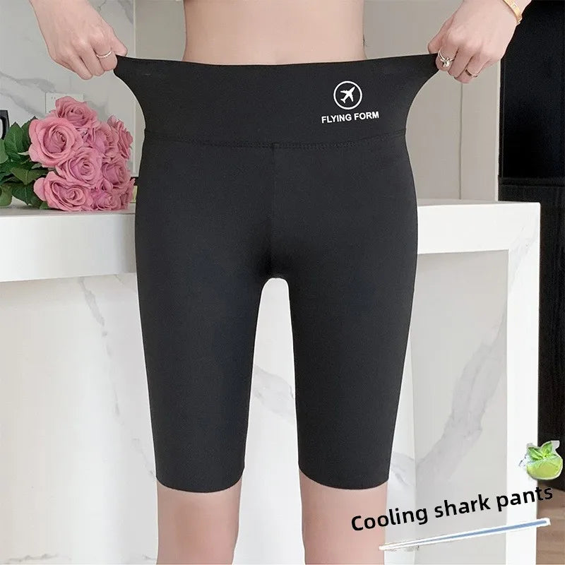 M/L/XL High Waist Shorts for Women Tummy Control Butt Lifting Summer Thin Breathable Yoga Pants Elasticity Tight Fit Wear Oasis Select Black XL