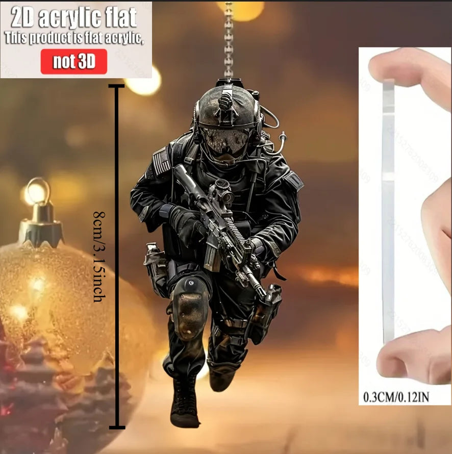 8cm Acrylic flat facing cat gun car pendant dog riding motorcycle backpack pendant home decoration angel pig handicraft 1Pcs Oasis Select 6