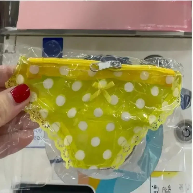 Cute Lace Coin Purse PVC Panties-Shaped Mini Storage Bag With Zipper Strawberry Makeup Bag Great Party Gift Birthday Present Oasis Select