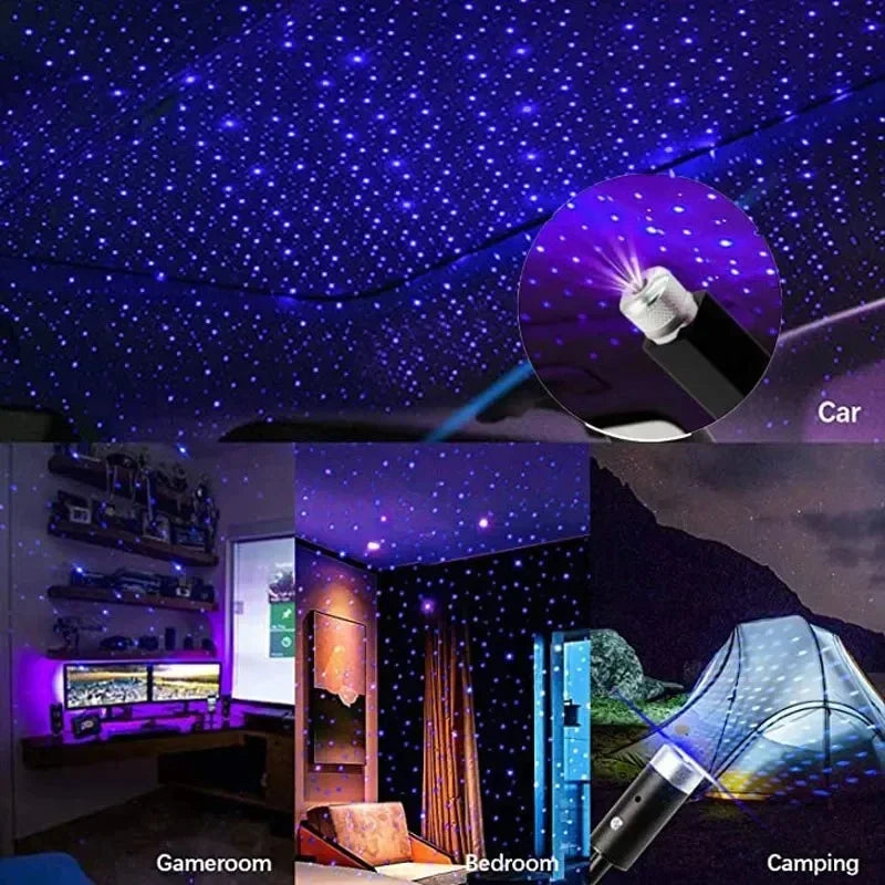 USB LED Galaxy Star Projector Night Light – Car & Room Decor Star Projector Lamp Oasis Select