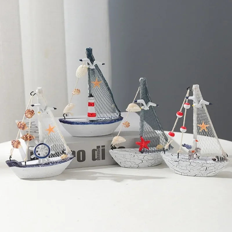 Wooden Sailboat Ornaments,shell,boat Rudder,anchor,lighthouse,seabird Decoration Boat,Home Room Children's Room Decoration Gift Oasis Select