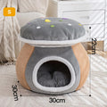 Mushroom Cat Bed Thickened and Warm in Winter, Rabbit Plush Detachable and Washable Pet Bed, Round Bed Small Dog Bed Products Oasis Select grey XL 45x45x38cm