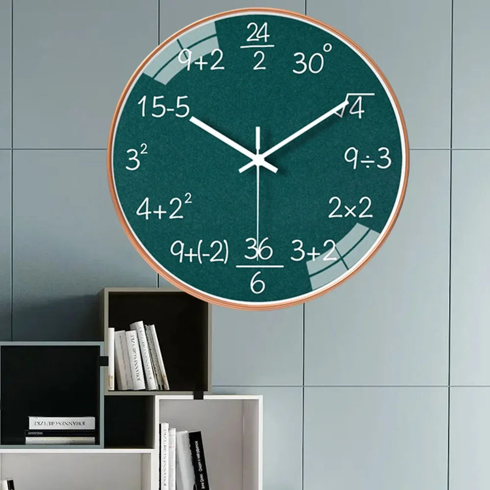 Modern Math Wall Clock Creative Art Hanging Clock Non Ticking Wall Clock Home Decor for Study Bedroom Living Room Office Gift Oasis Select