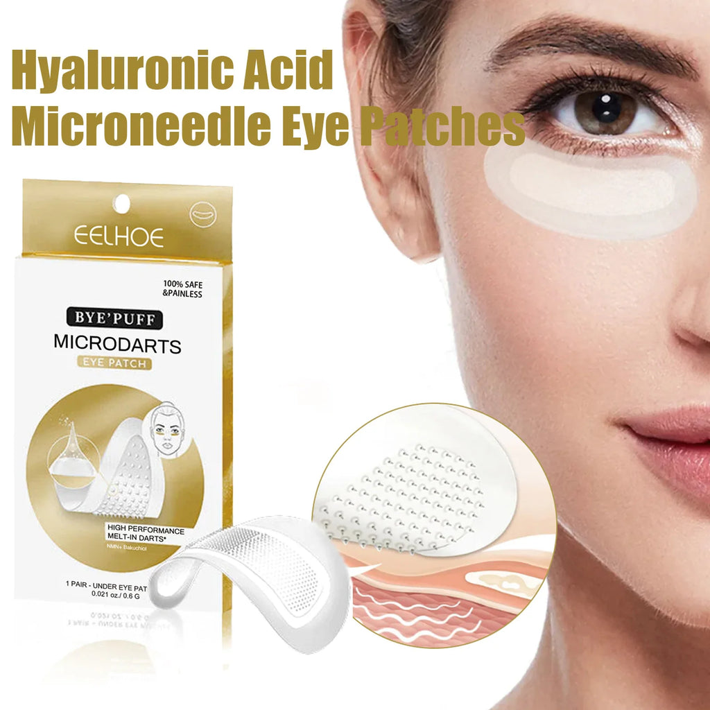 Hyaluronic Acid Microneedle Eye Patches Reduces Dark Circles & Puffiness Fade Fine Lines Under Eyes Nourishes Delicate Eye Skin Oasis Select