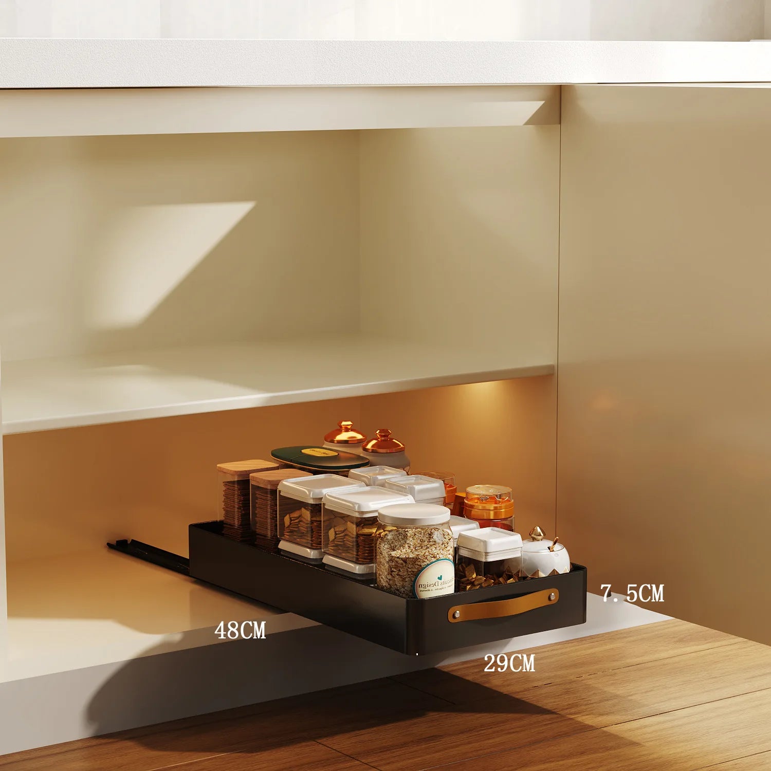 Multi-functional Stainless steel pull-out dish rack, drawer basket in kitchen cabinet Oasis Select Black29-48