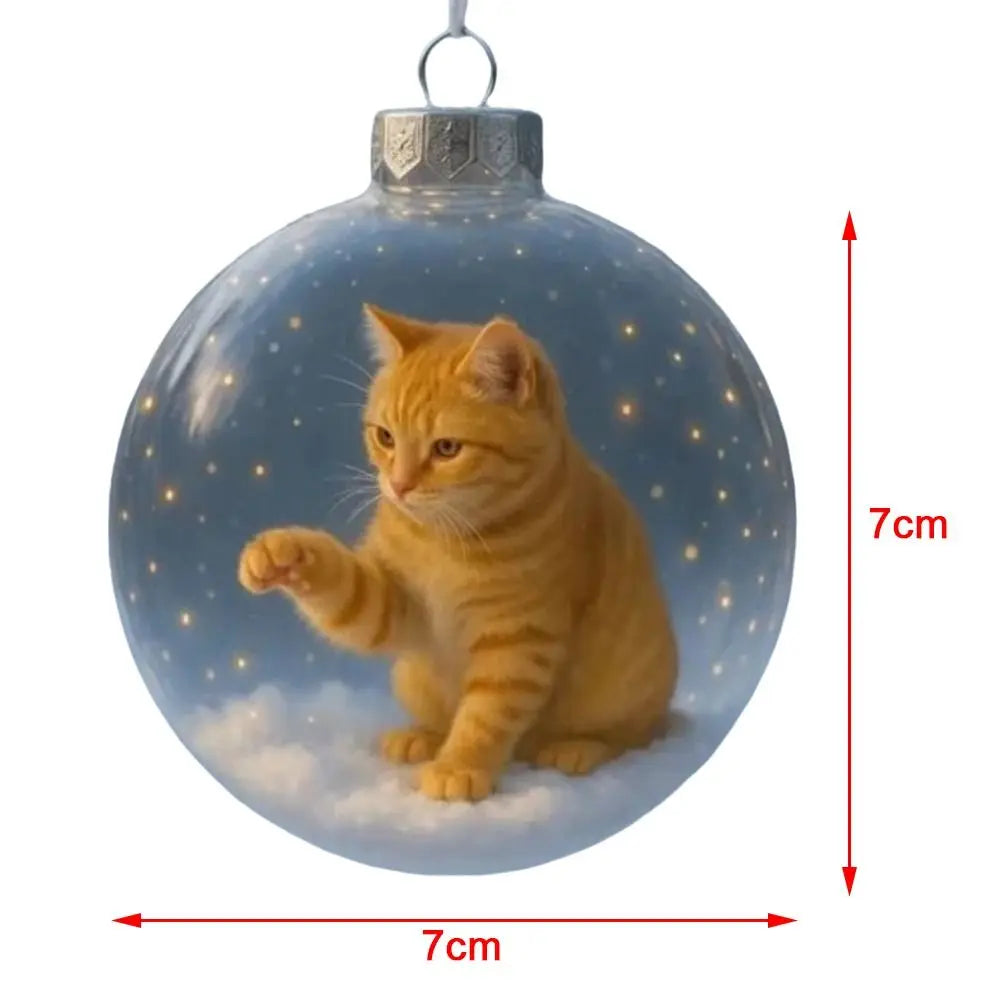 Cat Acrylic Christmas Ball Ornaments – DIY Hanging Baubles